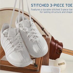 K-Swiss Classics White on White Leather Sneakers Size 9